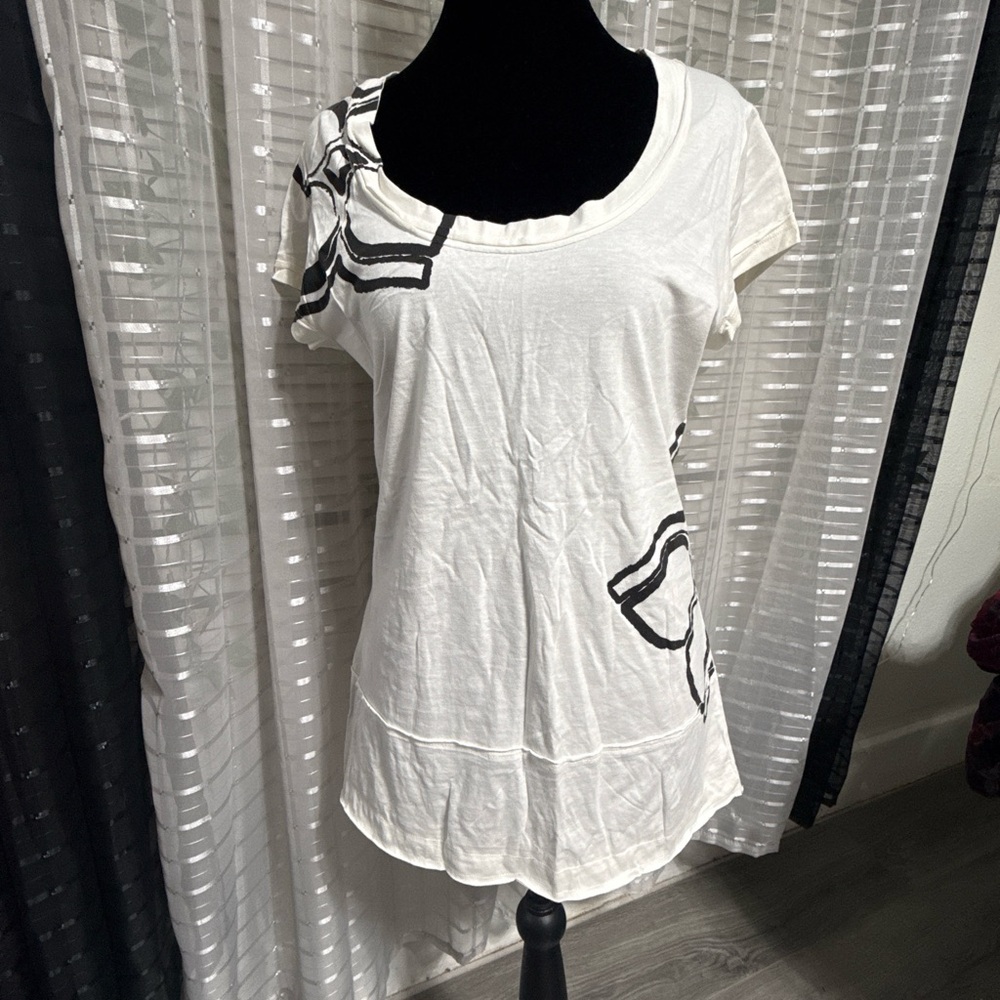 BCBGMaxAzria White Top with Black Accents